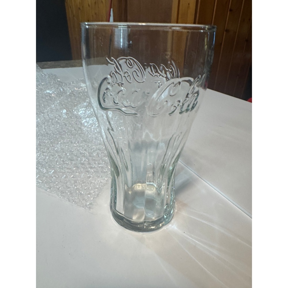 Coca-Cola Georgia Green Embossed Glass Tumbler 16oz Fluted Contour Soda Cup